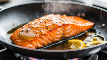 A delicious lemon Glazed salmon recipe drizzled with a sweet, tangy honey lemon glaze.